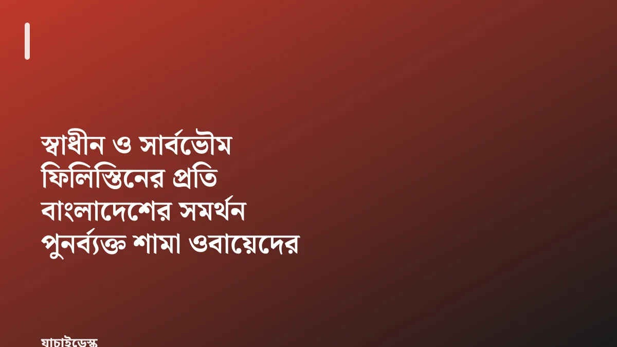 স্বাধীন ও সার্বভৌম ফিলিস্তিনের প্রতি বাংলাদেশের সমর্থন পুনর্ব্যক্ত শামা ওবায়েদের — যাচাইডেস্ক